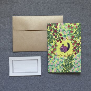 Season's Greetings メッセージカード リスの画像