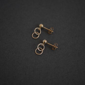 14kgf デザインリング シンプルミニピアス 小さい 上品 華奢の画像