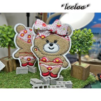 ★くまさんのお気に入り★初めての水着★赤花柄★大15.5-1枚の画像