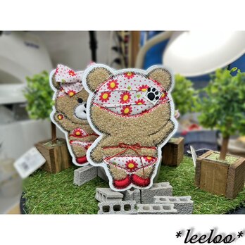 ★くまさんのお気に入り★初めての水着★後ろ姿★赤花柄★大15.5-1枚の画像