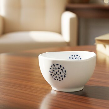 青い粒丸紋煎茶碗【美濃焼】