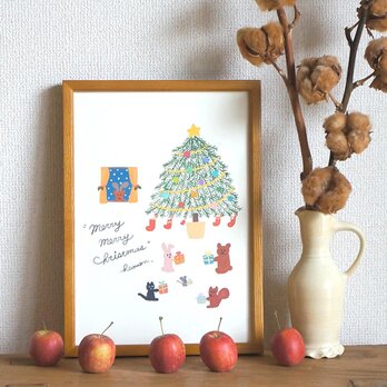 「 merry merry christmas 」A4ポスターの画像