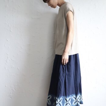 藍染　コットンウールギャザースカート　ハナミズキ