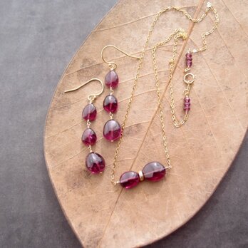 【K14gf】Rhodolite Garnet Ncklace／ロードライトガーネット ネックレス（Tumble）の画像