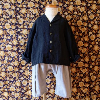 LINEN セーラー開衿シャツ *ブラック* size 80~110の画像