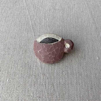クスノキのブローチ ＊コーヒーカップ グレーがかった ピンク＊の画像