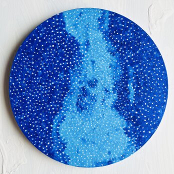 直径25㎝「天の川銀河（星空３)」油彩・絵画・原画・丸形・アートパネルの画像