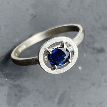 ブルーサファイア　OVカット　0.52ct　サークル　シルバーSV925リング