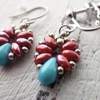 【新色】beads earrings - red turquoiseの画像
