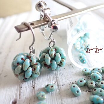 【復刻】beads earrings ＊ turquoise ball miniの画像