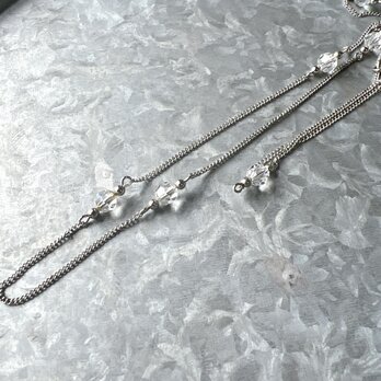 NA92-【 AVON 】エイボン・ヴィンテージネックレス  Crystal Bead with Silver Chainの画像