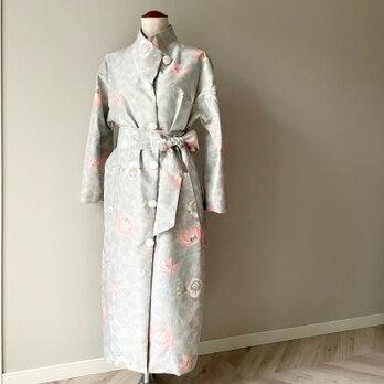 大島紬のコートドレス/kimono coat dressの画像
