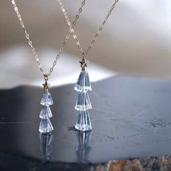 K10yg / Sサイズ　Tiny tree necklace　ツリーネックレス　星　クォーツ　クリスマスツリー ゴールドの画像