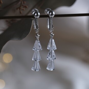 シルバーMサイズ　Tiny tree earring　ツリーピアス＆イヤリング　星　クォーツ　クリスマスツリー　silverの画像