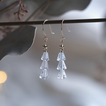 K10yg /Sサイズ　Tiny tree earring　ツリーピアス　星　クォーツ　クリスマスツリー　10金の画像