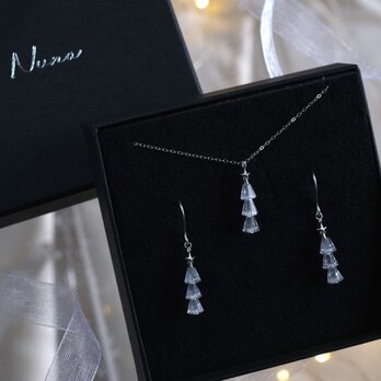 シルバーSサイズ　Tiny tree set　ツリーピアス＆ネックレス　星　クォーツ　クリスマスツリー　silverの画像