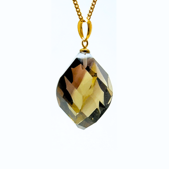23mm 立体的 スモーキークォーツ/茶水晶  K18 K18GP 天然石ネックレス - ナッツの画像