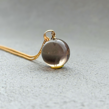 12mm 丸珠 スモーキークォーツ/茶水晶  K18 K24GP 天然石ネックレス - Orb -brown-