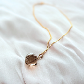 12mm 丸珠 スモーキークォーツ/茶水晶  K18 K24GP 天然石ネックレス - Orb -brown-