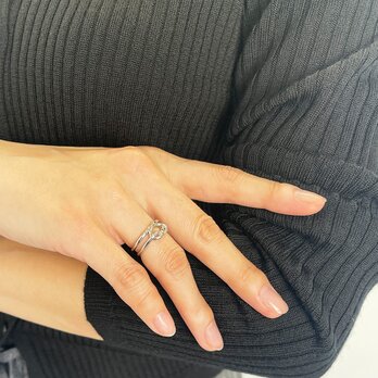 付けっぱなしOK！ハートノットデザイン サージカルステンレス シルバー オープンリング【str84-OR】の画像