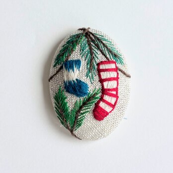 クリスマスの刺繍ブローチ(christmas）#312の画像
