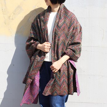 ジグザグカンタ刺繍シルク大判ストール【太糸ファインステッチC】の画像