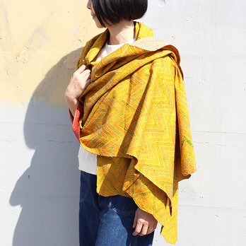 ジグザグカンタ刺繍シルク大判ストール【太糸ファインステッチD】の画像