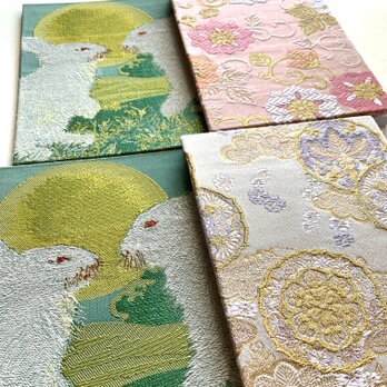 『月兎』　額絵織物御朱印帳　B6大判サイズ　うさぎ　ウサギ　月　優しさ　切なさ　懸命　神話　神秘　美術織物　御朱印帳　桐生織物の画像