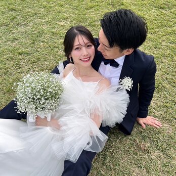 実例写真！人気上昇！ウェディングドレス+トップス ツーピース ビーズ クレープ生地 ブライダル 前撮りの画像