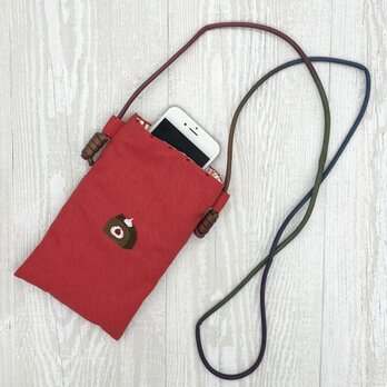 手刺繍スマホショルダー ロールケーキの画像