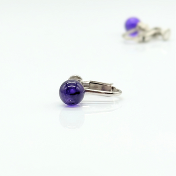 7mm シンプル アメジスト/紫水晶  RHP 天然石イヤリング - 純Mの画像
