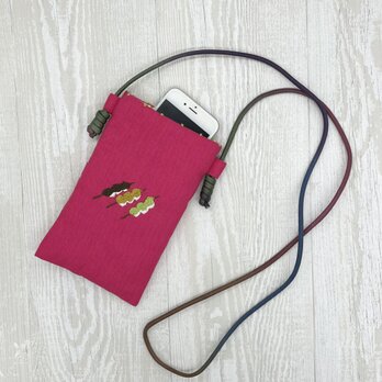 手刺繍スマホショルダー 団子の画像