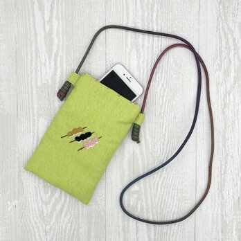 手刺繍スマホショルダー 団子の画像