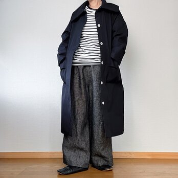 honakana ビッグステンカラーコート　-ネイビー-