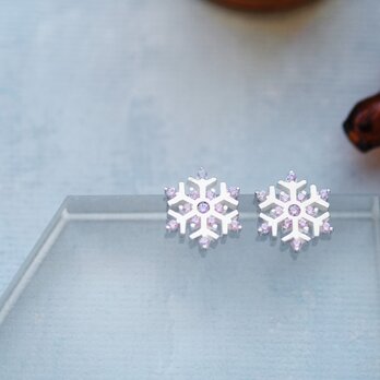 ピンク 雪の結晶 ピアス シルバー925