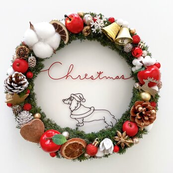 ダックスフンドサンタのChristmasリースの画像
