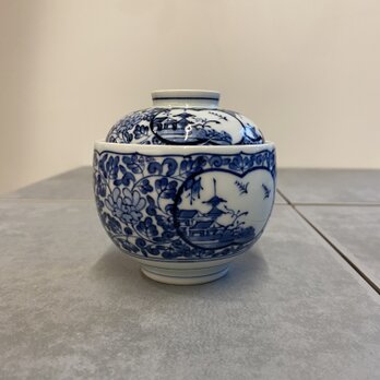 染付間取山水百景　小蓋物の画像