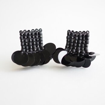 『Beadspan square 』（ブラック）ピアス/イヤリング【受注】の画像