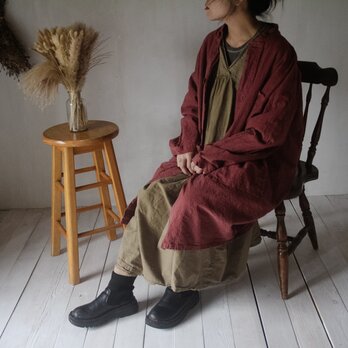 vintage cocoon coat / 小豆色の画像