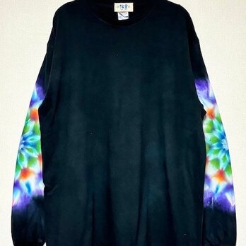 タイダイ染め 長袖Tシャツ　XLサイズ 　曼荼羅 　ブラック　HIPPIES DYE新作　 HD22-73の画像