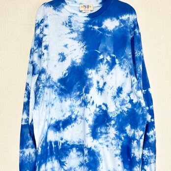 タイダイ染め 長袖Ｔシャツ XLサイズ　ブルー　ムラ染め 　HIPPIES DYE HD22-74の画像