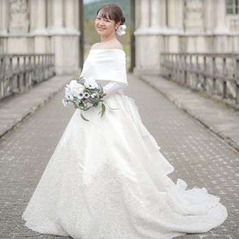 実例写真！オフショルダー トップス ロングスリーブ ファスナー エレガント 花嫁/ウェディングドレスの画像