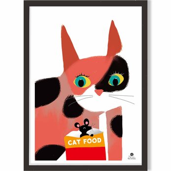 ネコびっくり　猫　送料無料　イラスト　アート　ポスター　アートポスター　A4　  アート/sei検索　3174の画像