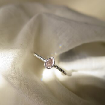 Pt Fancy Light Brown Pink Diamond Pear shape Ringの画像