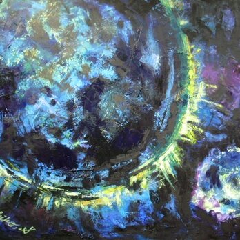 絵画 インテリア キャンバス画 油絵 cosmos 青い惑星の画像