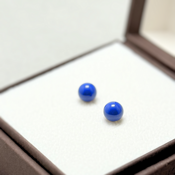 6mm シンプル ラピスラズリ/瑠璃  K18 天然石ピアス - petitSの画像