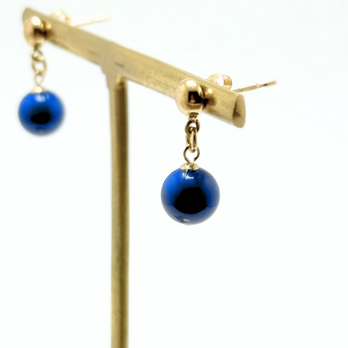 ラス1 6mm シンプル ラピスラズリ/瑠璃  K18 天然石ピアス - petit chainの画像