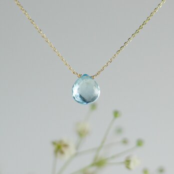 #1039N  極上カット　一粒ブルートパーズ　K10チェーンネックレス40cmの画像