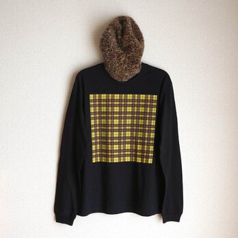 オーガニックコットン【半袖/長袖】「 nostalgic tartan check（ yellow × スミクロ ）」Ｔシャツの画像