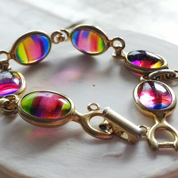 ヴィンテージ　アイリスGlass6連ブレスレット（約18.5～19㎝）